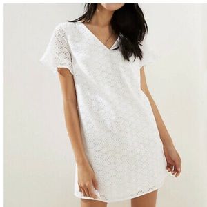 Loft White Eyelet Shift Dress 2P NWOT☀️🍒